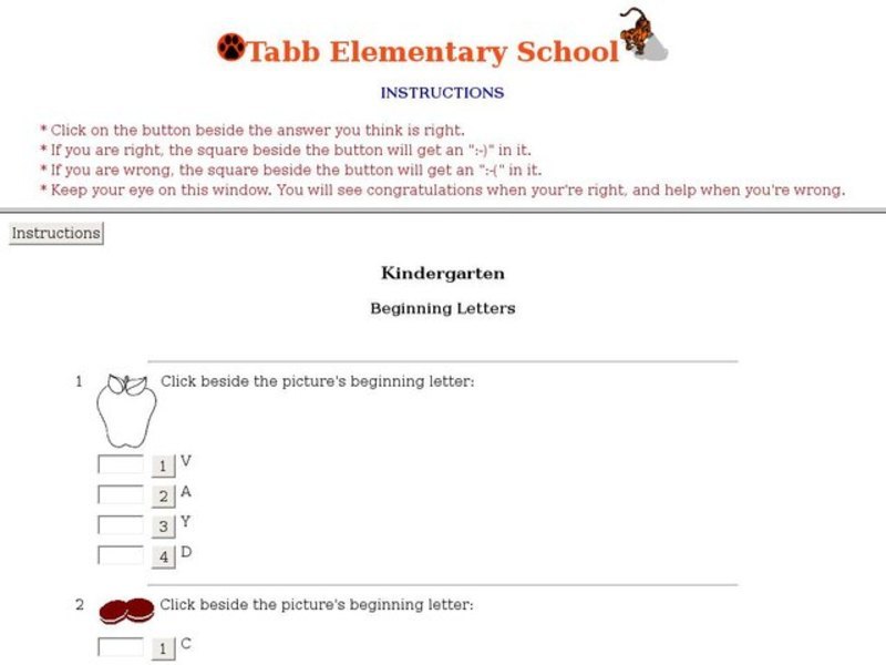 Beginning Letters-Online Interactive Interactive