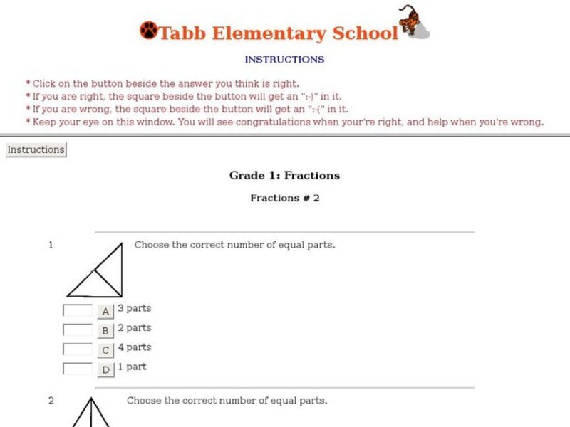 Grade 1 Fractions: Fractions #2 Interactive
