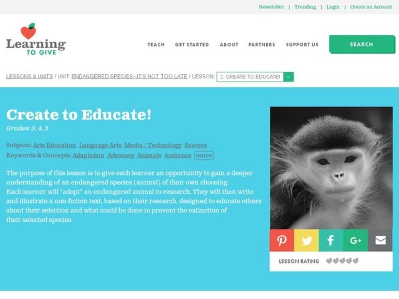 Endangered Species... It's Not Too Late Lesson Plan