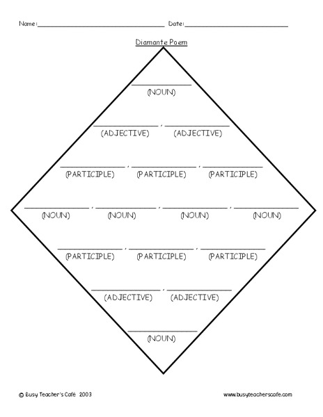Diamante Poem Worksheet