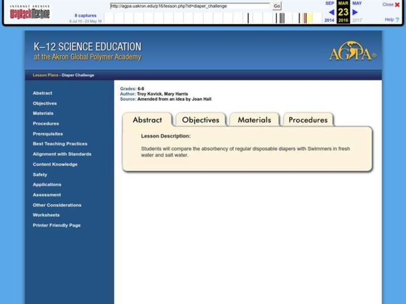 Diaper Challenge Lesson Plan