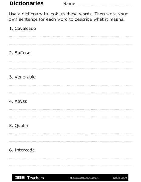 Dictionaries Worksheet