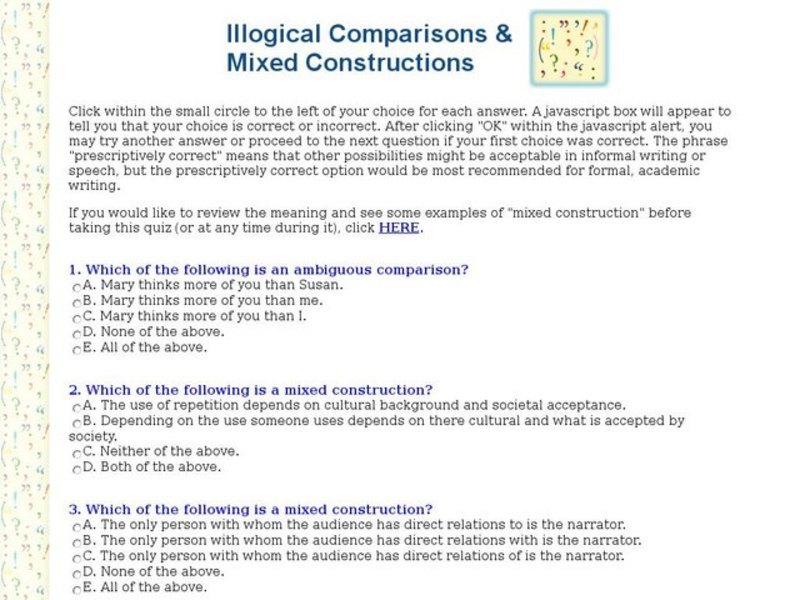 Illogical Comparisons & Mixed Constructions Interactive