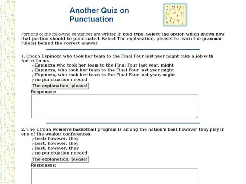 Another Quiz on Punctuation Interactive