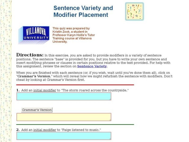 Sentence Variety and Modifier Placement Interactive