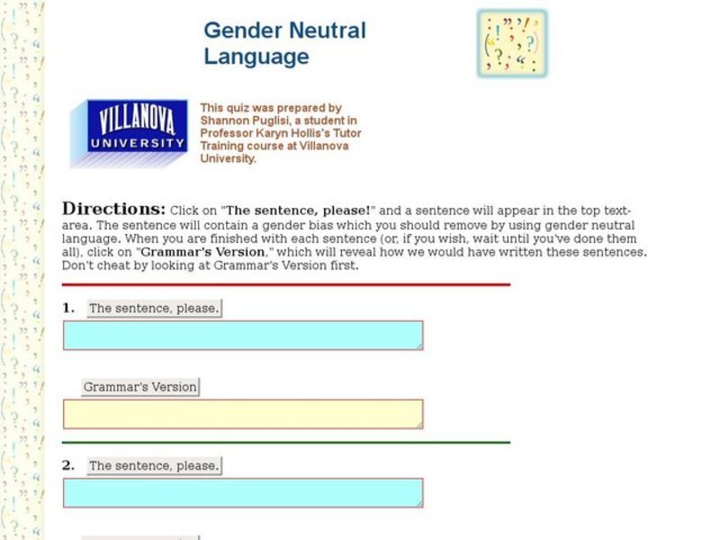 Gender Neutral Language Interactive