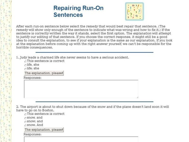 Repairing Run-On Sentences Interactive