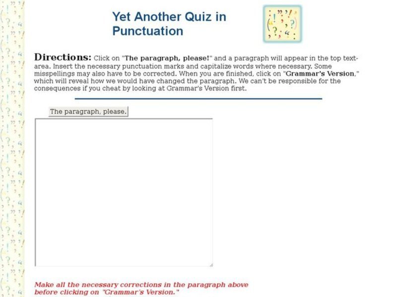 Yet Another Quiz In Punctuation Interactive
