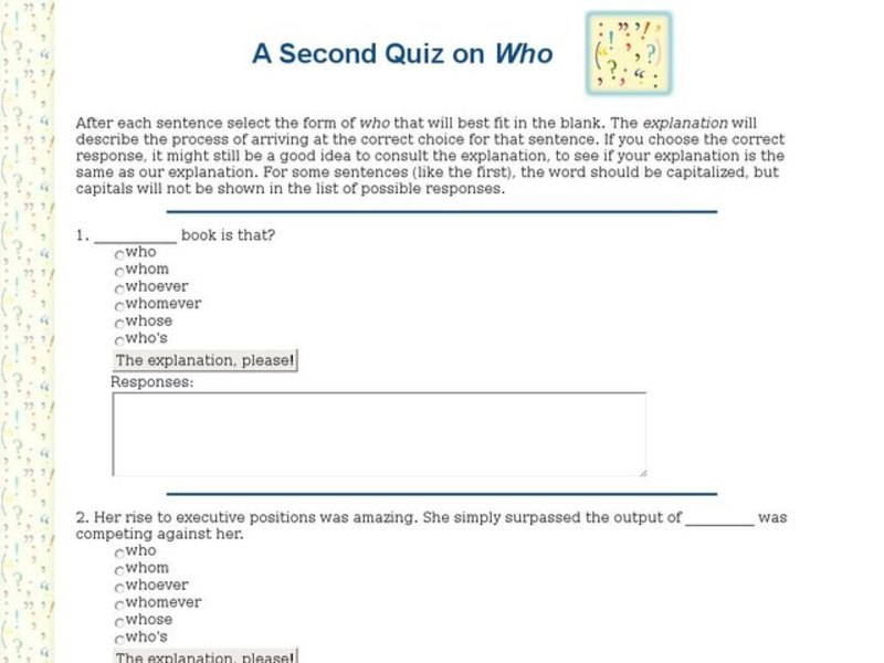 A Second Quiz on "Who" Interactive
