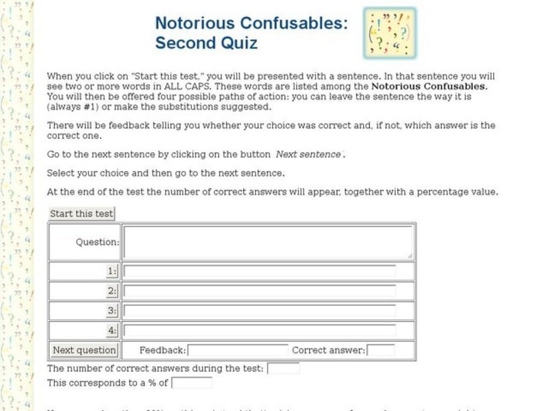 Notorious Confusables: Second Quiz Interactive