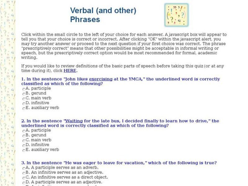 Verbal (and other) Phrases Interactive