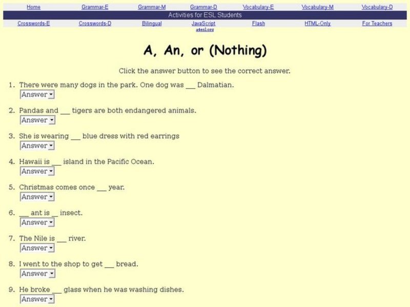 A, An, or (Nothing) Interactive
