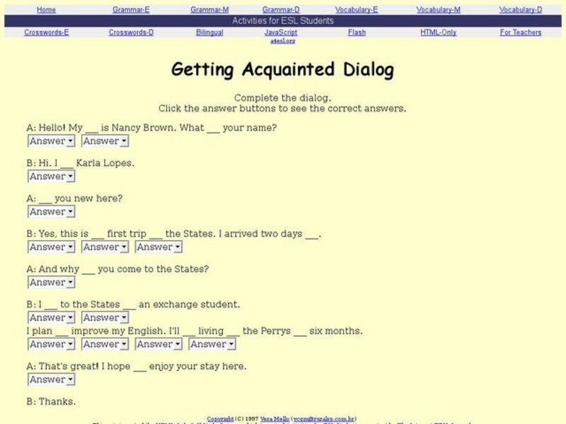 Getting Acquainted Dialog Interactive