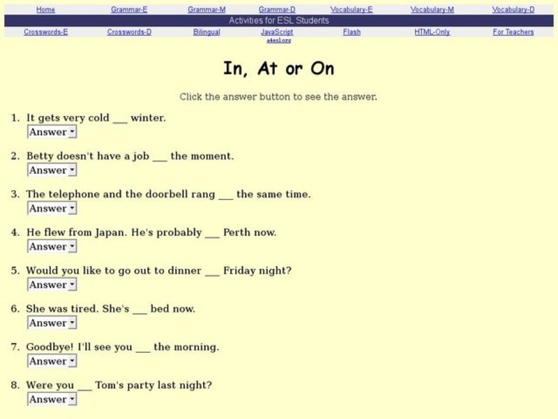 In, At, or On Interactive