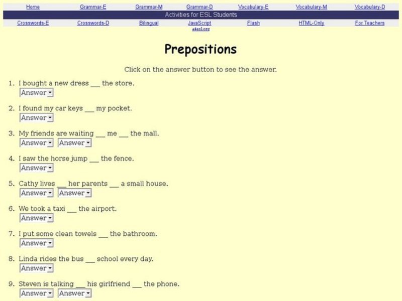 Preposition Practice Interactive