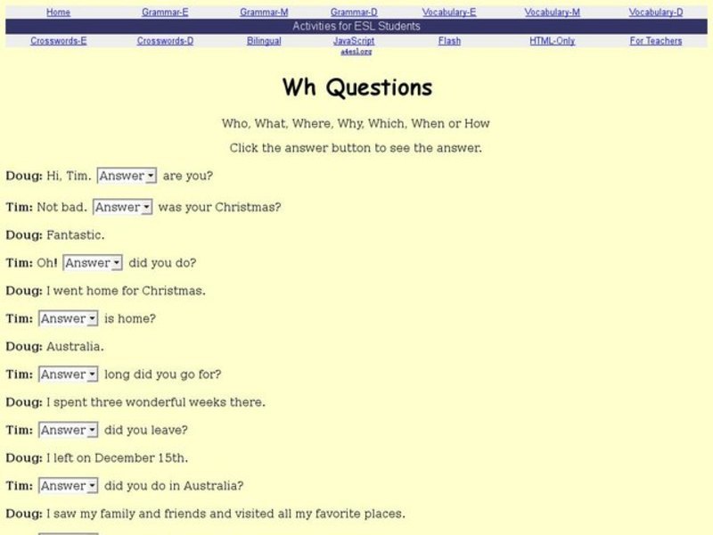 Wh Questions Interactive