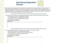 Identify Independent Clauses Interactive