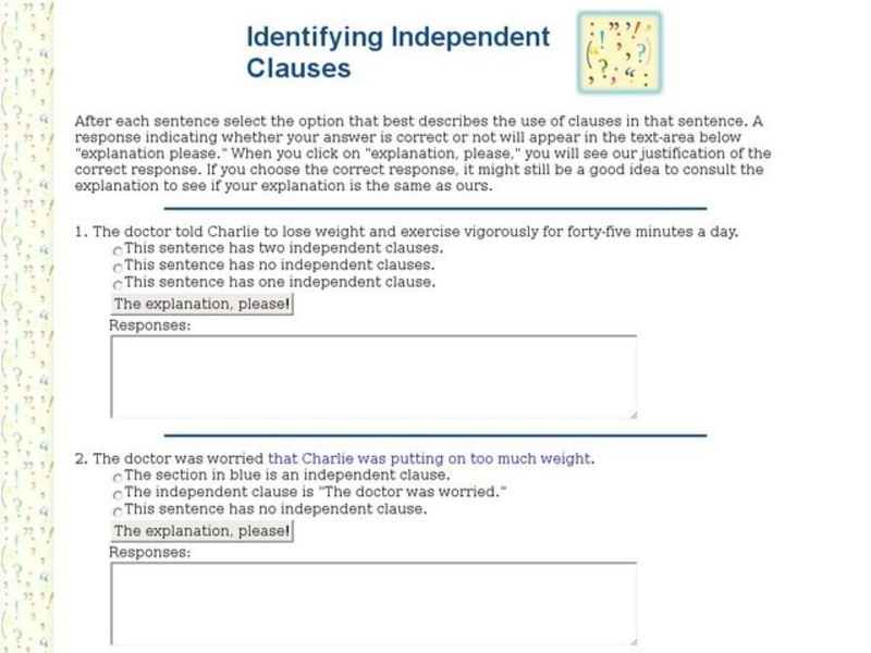Identify Independent Clauses Interactive