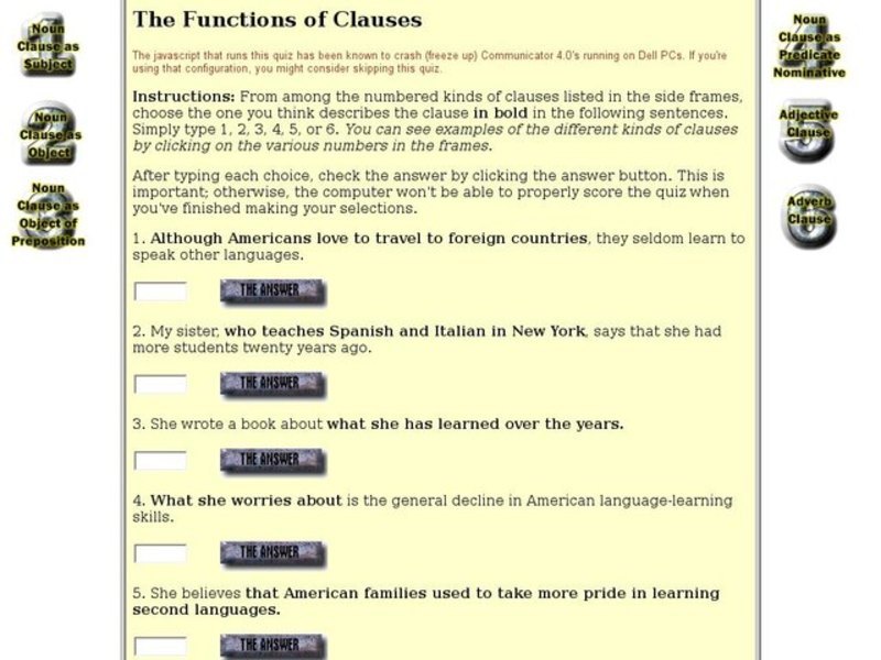 The Functions of Clauses Interactive