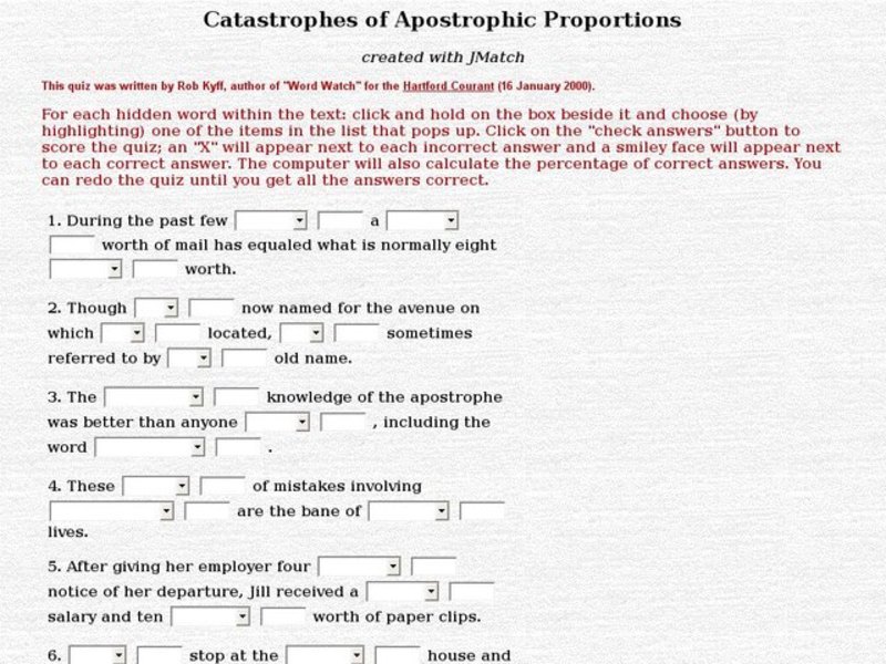 Catastrophes of Apostrophic Proportions Interactive