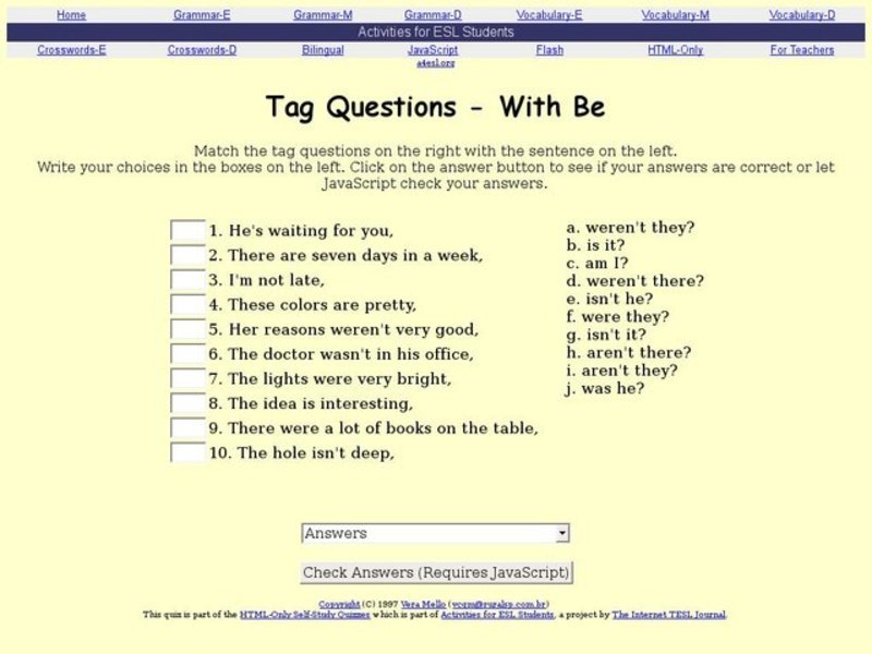 Tag Questions with "Be" Interactive
