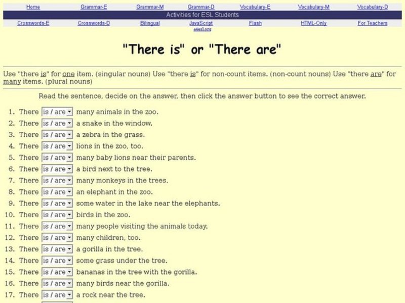 "There Is" or "There Are" Interactive