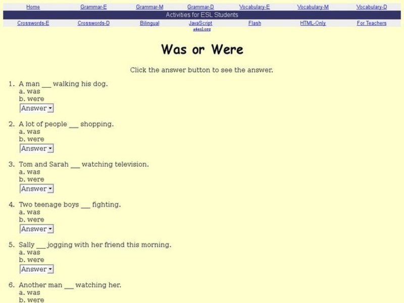 Was or Were? Interactive