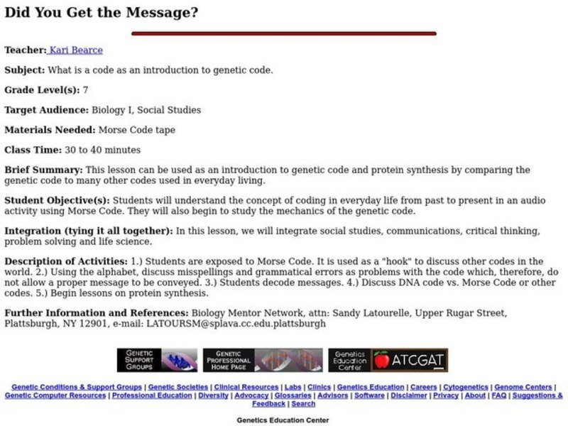Did You Get the Message? Lesson Plan