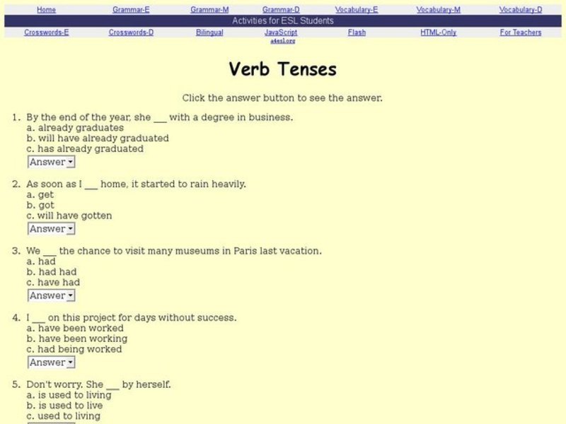 Verb Tenses Interactive