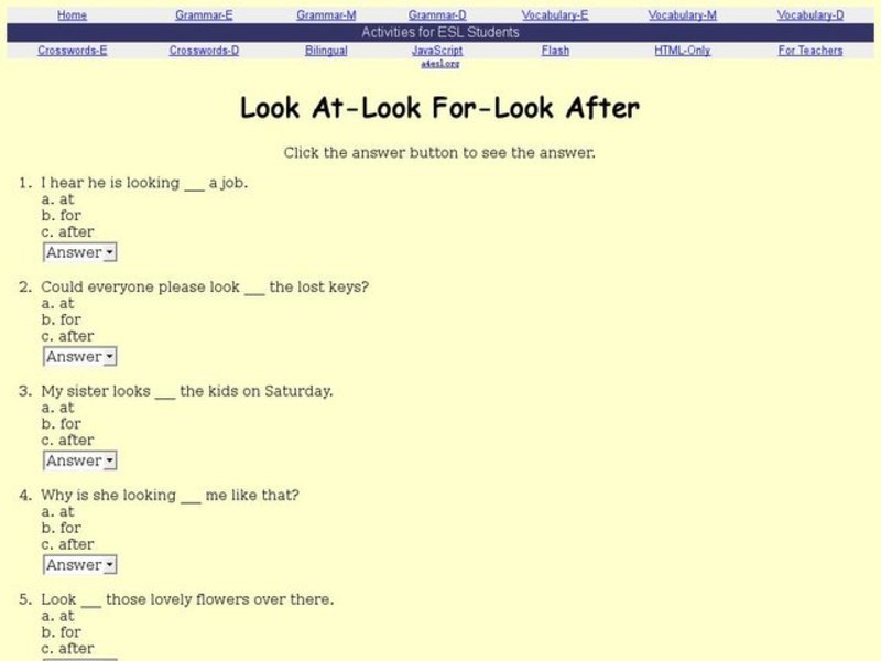 Look At / Look For / Look After Interactive