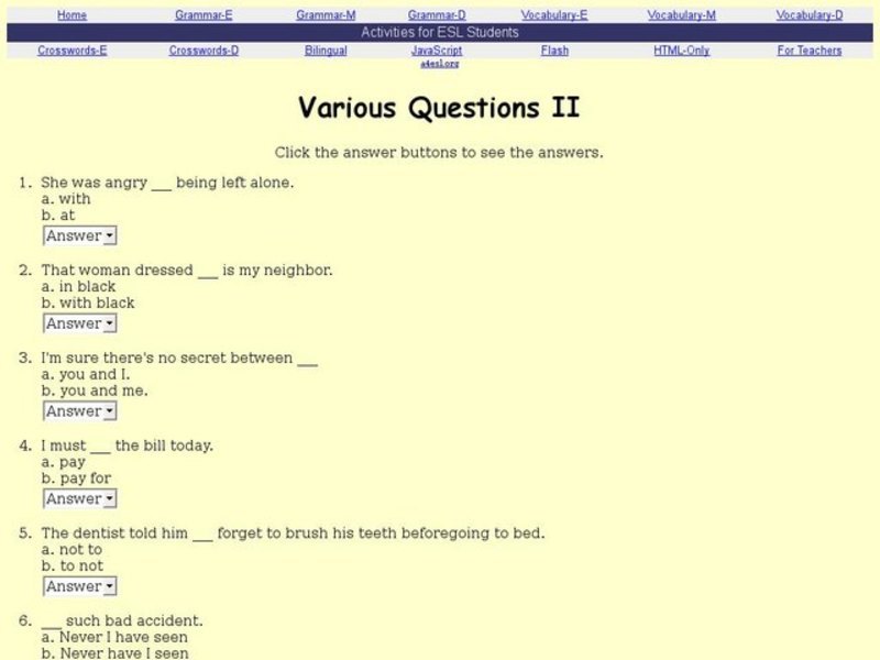 Various Questions II Interactive