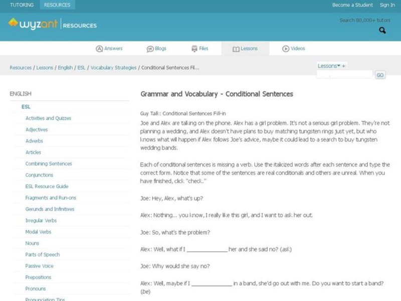 Grammar and Vocabulary - Conditional Sentences Interactive