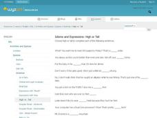 Idioms and Expressions: High or Tall Interactive