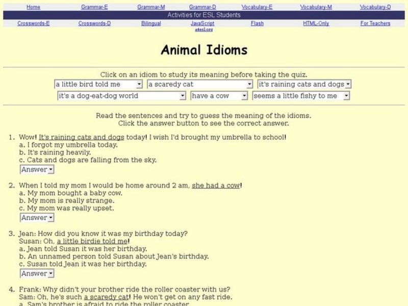 Animal Idioms Interactive