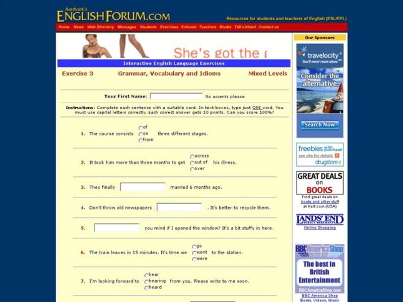 Grammar, Vocabulary and Idioms: Mixed Levels Interactive