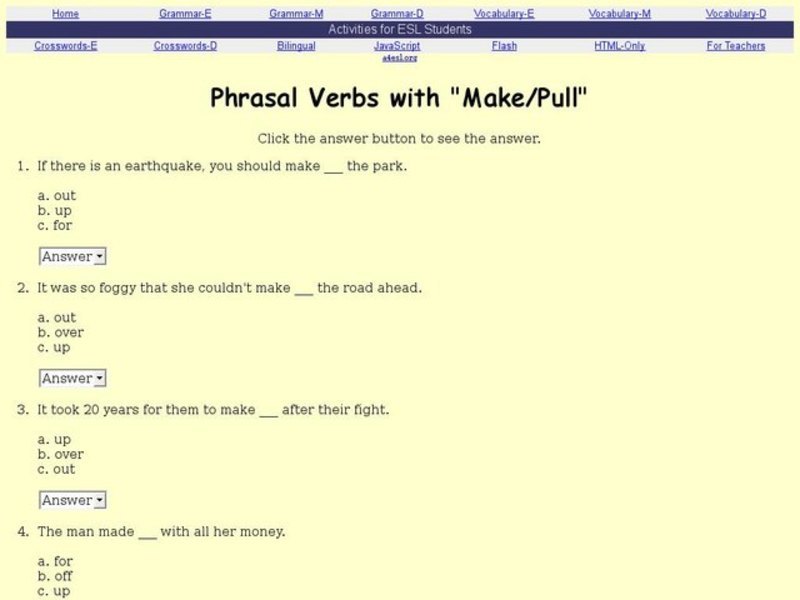 Phrasal Verbs with "Make/Pull" Interactive