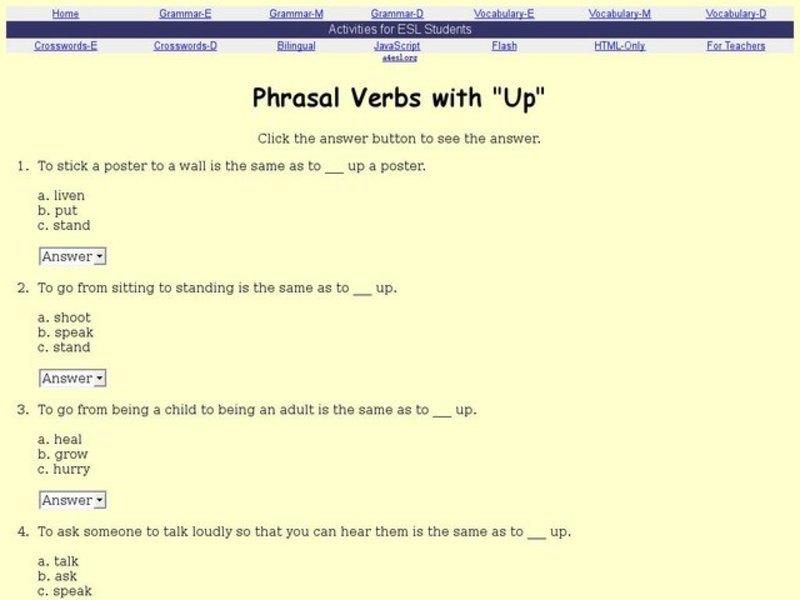 Phrasal Verbs With "Up" Interactive