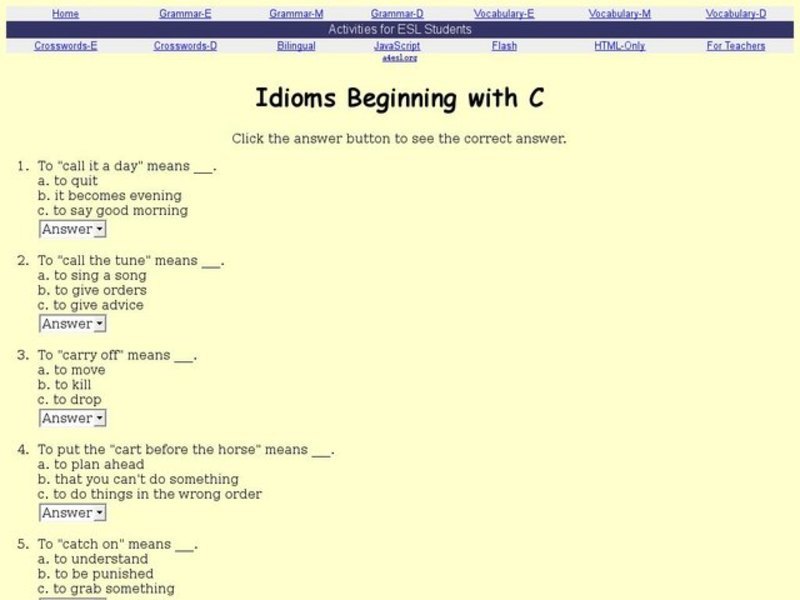 Idioms Beginning with C Interactive
