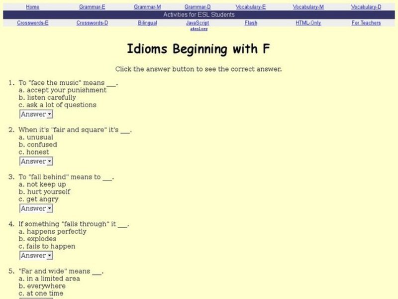 Idioms Beginning with F Interactive