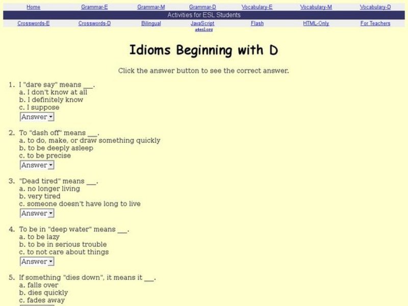 Idioms Beginning With D Interactive