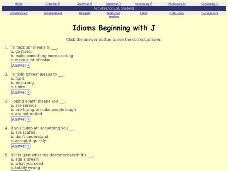 Idioms Beginning with J Interactive