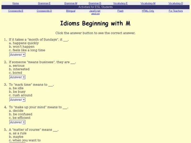 Idioms Beginning with M Interactive