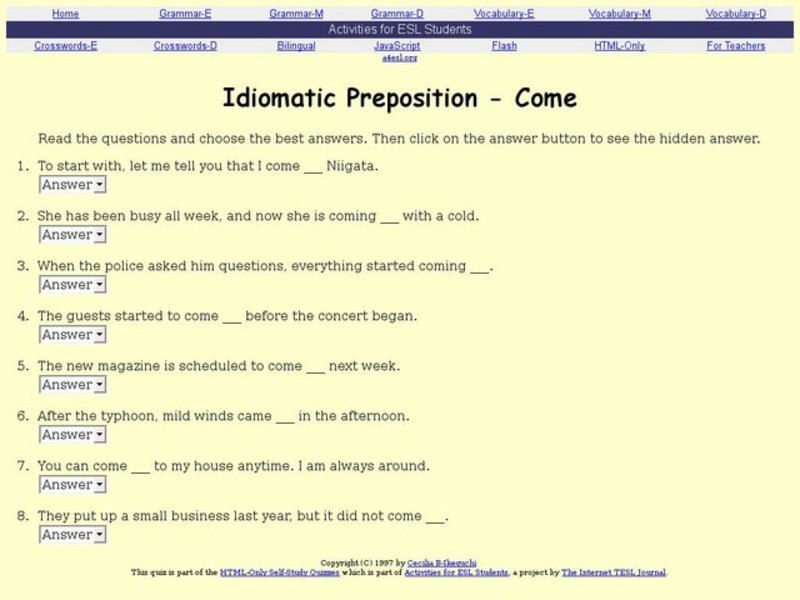Idiomatic Preposition-Come Interactive