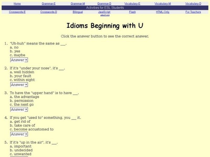 Idioms Beginning With U Interactive