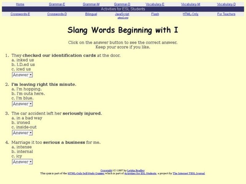 Slang Words Beginning With I Interactive
