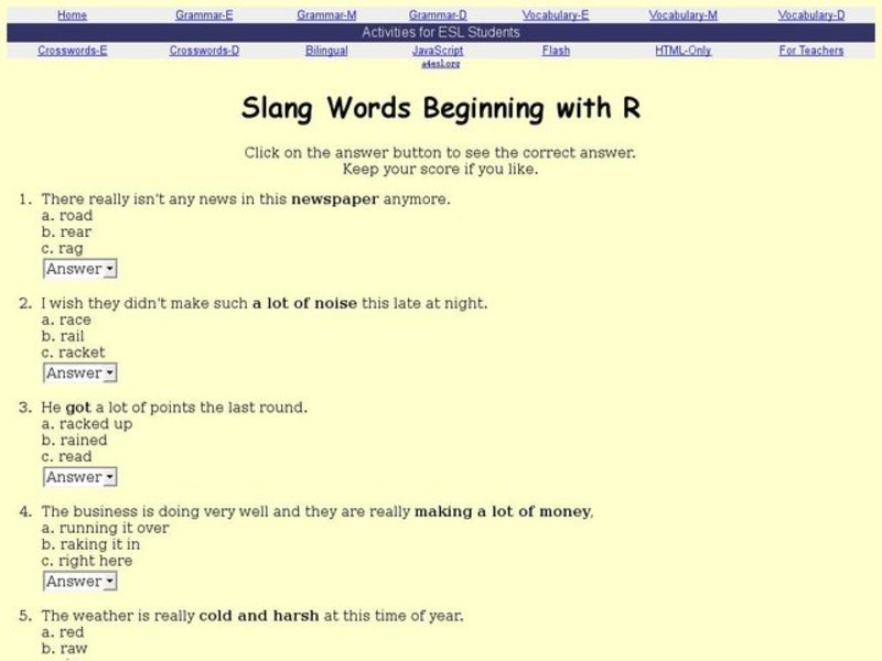 Slang Words Beginning with R Interactive