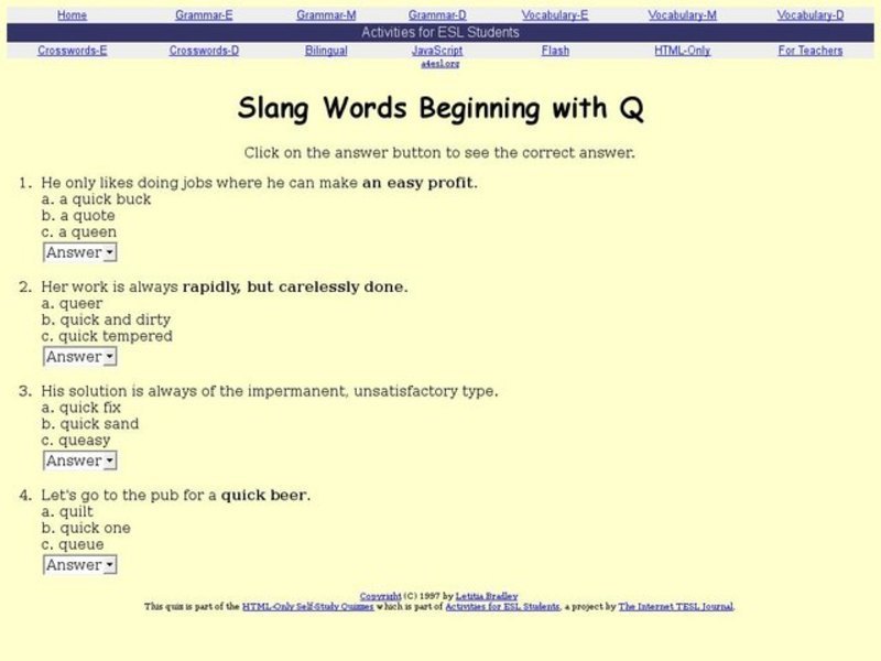 Slang Words Beginning With Q Interactive