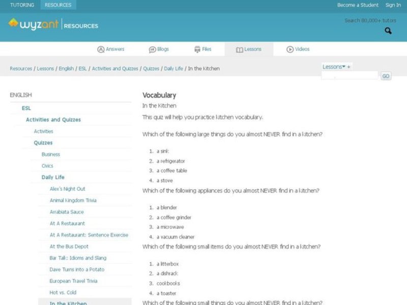 In the Kitchen: Picture Comprehension Interactive