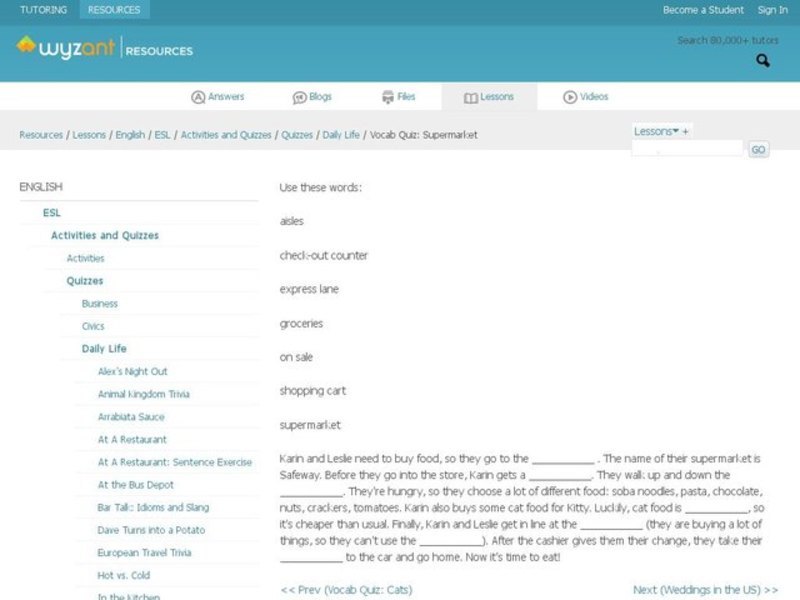 Safeway: Supermarket Vocabulary Interactive