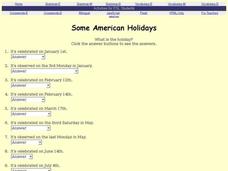 Some American Holidays Interactive